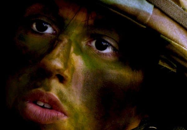 female vets with PTSD+woman-soldier-close-up