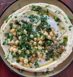 learnings-from-2-weeks-of-plant-based-eating+garbanzos_garlic_parsley_thyme_hummus